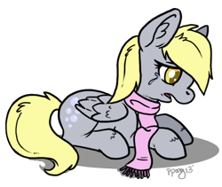 Size: 526x443 | Tagged: safe, artist:papercutpony, derpy hooves, pegasus, pony, clothes, crying, female, mare, scarf, solo