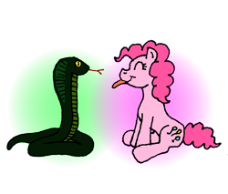 Size: 1000x850 | Tagged: safe, artist:merkleythedrunken, pinkie pie, earth pony, pony, snake, this will end in tears, tongue out