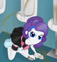 Size: 960x1029 | Tagged: safe, artist:ohohokapi, rarity, equestria girls, clothes, female, maid, solo, stockings, urinal, urine