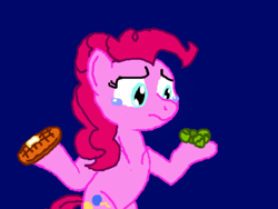 Size: 500x375 | Tagged: safe, artist:etech, pinkie pie, earth pony, pony, brussel sprouts, crying, solo, waffle