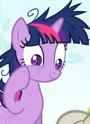 Size: 315x435 | Tagged: safe, derpibooru import, screencap, twilight sparkle, lesson zero, reaction image, smiling, twilight snapple