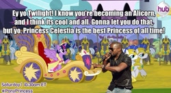 Size: 599x325 | Tagged: safe, derpibooru import, twilight sparkle, twilight sparkle (alicorn), alicorn, pony, magical mystery cure, exploitable meme, female, imma let you finish, kanye interrupts, kanye west, mare, meme, twimobile