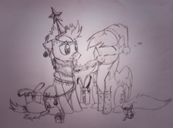 Size: 900x668 | Tagged: safe, artist:pechenyuha, derpy hooves, doctor whooves, pegasus, pony, christmas, female, mare