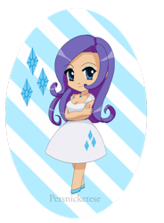 Size: 600x817 | Tagged: safe, artist:persnicketese, rarity, clothes, female, humanized, solo