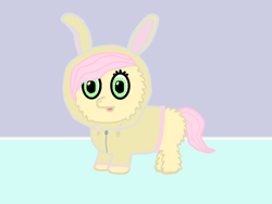 Size: 800x600 | Tagged: safe, artist:crossbone, fluttershy, fluffy pony, pegasus, pony, bunny costume, bunny hood, bunnyshy, clothes, costume, cute, fluffy pony original art, fluffyshy, hoodie, looking at you, open mouth, smiling, solo