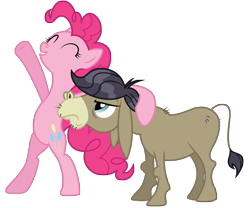 Size: 6000x5000 | Tagged: safe, artist:dragonfoorm, cranky doodle donkey, pinkie pie, donkey, earth pony, pony, absurd resolution, bipedal, duo, simple background, transparent background, vector