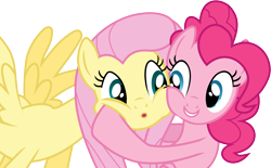 Size: 7001x4331 | Tagged: safe, artist:dragonfoorm, fluttershy, pinkie pie, earth pony, pegasus, pony, absurd resolution, simple background, transparent background, vector