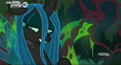 Size: 1667x892 | Tagged: safe, screencap, queen chrysalis, changeling, changeling queen, the beginning of the end, crazylis, female, solo