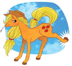 Size: 800x737 | Tagged: safe, artist:chelseyholeman, applejack, earth pony, pony, blonde mane, female, mare, orange coat, realistic, solo