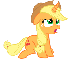 Size: 961x831 | Tagged: dead source, safe, artist:scootaloo24, applejack, pony, unicorn, race swap, simple background, solo, transparent background, unicorn applejack, vector