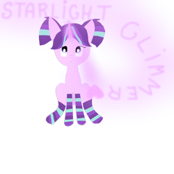 Size: 1200x1200 | Tagged: safe, artist:bobisia, starlight glimmer, pony, unicorn, clothes, female, filly, glowing horn, simple background, socks, solo, striped socks, transparent background