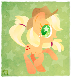 Size: 731x786 | Tagged: safe, artist:disfiguredstick, applejack, earth pony, pony, rearing, solo, wingding eyes