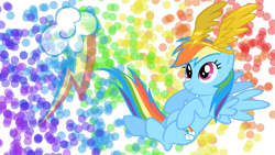 Size: 1366x768 | Tagged: safe, artist:blackgryph0n, artist:bubblehun, artist:shelmo69, derpibooru import, rainbow dash, pegasus, pony, solo, wallpaper