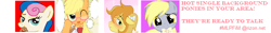 Size: 728x90 | Tagged: safe, applejack, bon bon, braeburn, derpy hooves, sweetie drops, earth pony, pegasus, pony, /mlp/, advertisement, female, irc, mare