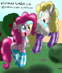 Size: 900x1067 | Tagged: safe, artist:ziemniax, pinkie pie, surprise, earth pony, pony, g1, clothes, g1 to g4, generation leap, socks, striped socks