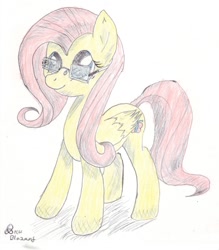 Size: 702x800 | Tagged: safe, artist:blazang, fluttershy, pegasus, pony, color, glasses, traditional art