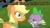 Size: 500x279 | Tagged: safe, edit, edited screencap, screencap, applejack, spike, dragon, earth pony, pony, timber wolf, liarjack, scrunchy face