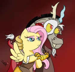 Size: 790x760 | Tagged: dead source, safe, artist:kisshulove9, discord, fluttershy, pegasus, pony, discoshy, female, male, phantom of the opera, shipping, straight