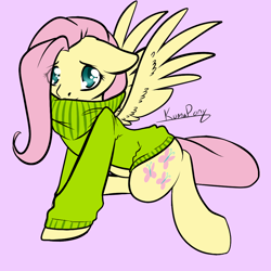 Size: 1000x1000 | Tagged: safe, artist:rainbowdrool, fluttershy, pegasus, pony, bottomless, clothes, partial nudity, sweater, sweatershy