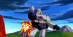 Size: 1430x733 | Tagged: safe, artist:avispaneitor, sunset shimmer, equestria girls, megatron, the transformers: the movie, transformers