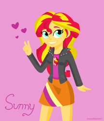 Size: 972x1131 | Tagged: safe, artist:a-r-i-a-1997, sunset shimmer, equestria girls, cute, heart, looking at you, shimmerbetes, smiling, solo