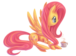 Size: 2160x1600 | Tagged: safe, artist:erovoid, fluttershy, pegasus, pony, female, mare, solo, tea