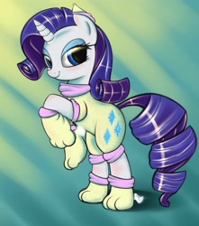 Size: 3000x3400 | Tagged: safe, artist:carligercarl, rarity, pony, unicorn, bipedal, catsuit, lidded eyes, looking at you, paw gloves, solo