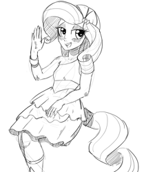 Size: 628x750 | Tagged: safe, artist:mewball, rarity, equestria girls, monochrome, solo