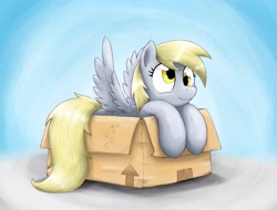 Size: 3131x2374 | Tagged: safe, artist:otakuap, derpy hooves, pegasus, pony, box, cute, female, mare, solo