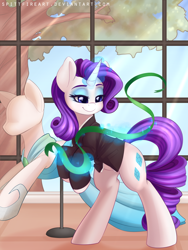 Size: 750x1000 | Tagged: safe, artist:spittfireart, rarity, pony, unicorn, clothes, cute, mannequin, measuring tape, raribetes, solo