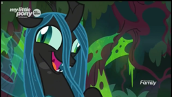 Size: 1280x720 | Tagged: safe, screencap, queen chrysalis, changeling, changeling queen, pony, the beginning of the end, crazylis, derp, female, funny face, loser, solo