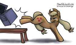 Size: 1024x611 | Tagged: safe, artist:omnifob, applejack, earth pony, pony, 30 minute art challenge, buck, computer, simple background, tumblr, white background