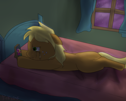 Size: 900x720 | Tagged: safe, artist:pippyrae, applejack, earth pony, pony, crying, female, mare, younger