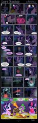 Size: 2104x6704 | Tagged: safe, artist:dsana, spike, starlight glimmer, sunburst, twilight sparkle, twilight sparkle (alicorn), alicorn, dragon, pony, unicorn, comic:left behind, absurd resolution, baby, baby dragon, blanket, bottle, bread, butter, coffee, comic, crying, cute, cutie mark, female, fire, fire breath, food, framed picture, glimmerbetes, high res, hug, implied starburst, magic, male, mama twilight, mare, mother and child, mother and son, parent and child, picture frame, prone, sleeping, spikabetes, spikelove, starlight's room, teleportation, toast, twiabetes, twilight's castle