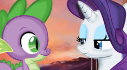 Size: 1500x825 | Tagged: safe, artist:flare-chaser, rarity, spike, dragon, pony, unicorn, female, male, shipping, sparity, straight