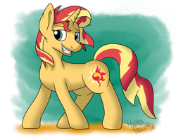 Size: 1280x1011 | Tagged: safe, artist:felix-and-hydra, sunset shimmer, pony, unicorn, grin, smiling, solo