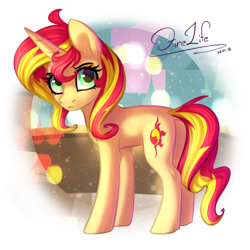 Size: 680x680 | Tagged: safe, artist:andyfirelife, sunset shimmer, pony, unicorn, solo