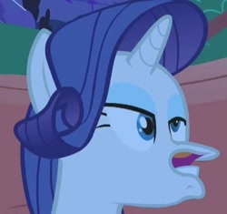 Size: 858x806 | Tagged: safe, edit, edited screencap, screencap, rarity, pony, unicorn, inverted mouth, solo, the most beauntiful pony in equestria