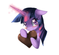 Size: 600x554 | Tagged: dead source, safe, artist:loyaldis, derpibooru import, twilight sparkle, blushing, bust, chocolate heart, heart eyes, looking at you, solo, wingding eyes