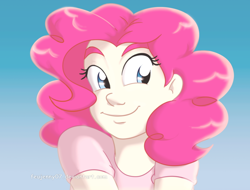 Size: 600x456 | Tagged: safe, artist:feujenny07, pinkie pie, clothes, female, humanized, smiling, solo