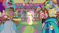 Size: 640x360 | Tagged: safe, fluttershy, pegasus, pony, animated, bedroom eyes, fourth wall, soon