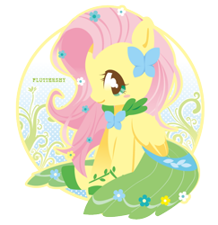 Size: 666x684 | Tagged: safe, artist:iinano, part of a set, fluttershy, pegasus, pony, the best night ever, clothes, dress, gala dress, simple background, solo, transparent background