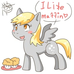 Size: 500x500 | Tagged: safe, artist:ice snow flower, derpy hooves, pegasus, pony, female, mare, muffin, solo, that pony sure does love muffins
