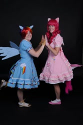 Size: 478x720 | Tagged: safe, derpibooru import, pinkie pie, rainbow dash, human, cosplay, irl, irl human, photo