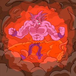 Size: 1200x1200 | Tagged: safe, artist:parlnock, derpibooru import, twilight sparkle, crossover, dragon ball, muscles, pixiv, son goku, twilight muscle