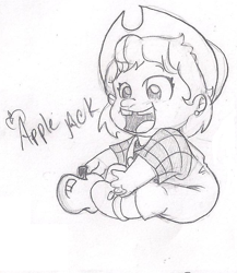 Size: 636x732 | Tagged: safe, artist:applehead302, applejack, baby, babyjack, humanized, younger