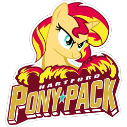 Size: 1131x1131 | Tagged: safe, artist:lyraheartstrngs, sunset shimmer, pony, unicorn, equestria girls, ahl, hartford wolf pack, hockey, logo, logo parody