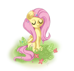 Size: 2000x1900 | Tagged: safe, artist:fikakorv, fluttershy, pegasus, pony, female, flower, mare, solo