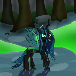 Size: 2048x2048 | Tagged: safe, artist:platinumdrop, queen chrysalis, changeling, changeling queen, female, horn, shadow, solo