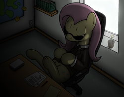 Size: 1000x783 | Tagged: safe, artist:tg-0, fluttershy, pegasus, pony, boss, clothes, necktie, russian, solo, suit, sunglasses